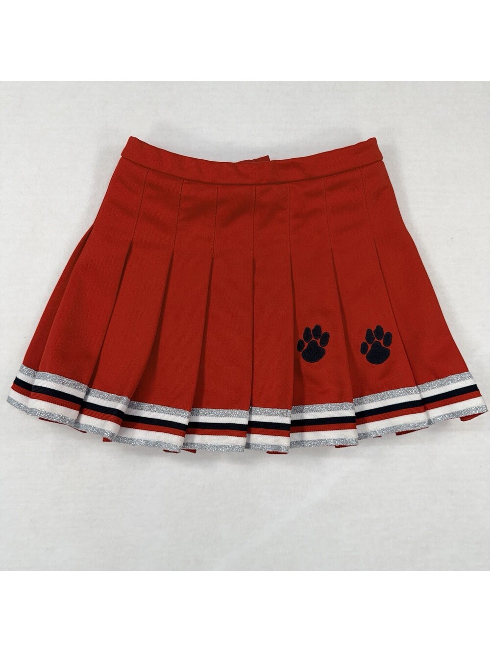 Vintage 90s Bristol Cheerleader Pleated Skirt Red Silver Paw Prints JR-XL